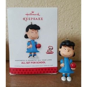 Hallmark Keepsake Ornament Happiness is Peanuts #2 2014 Lucy All Set for School